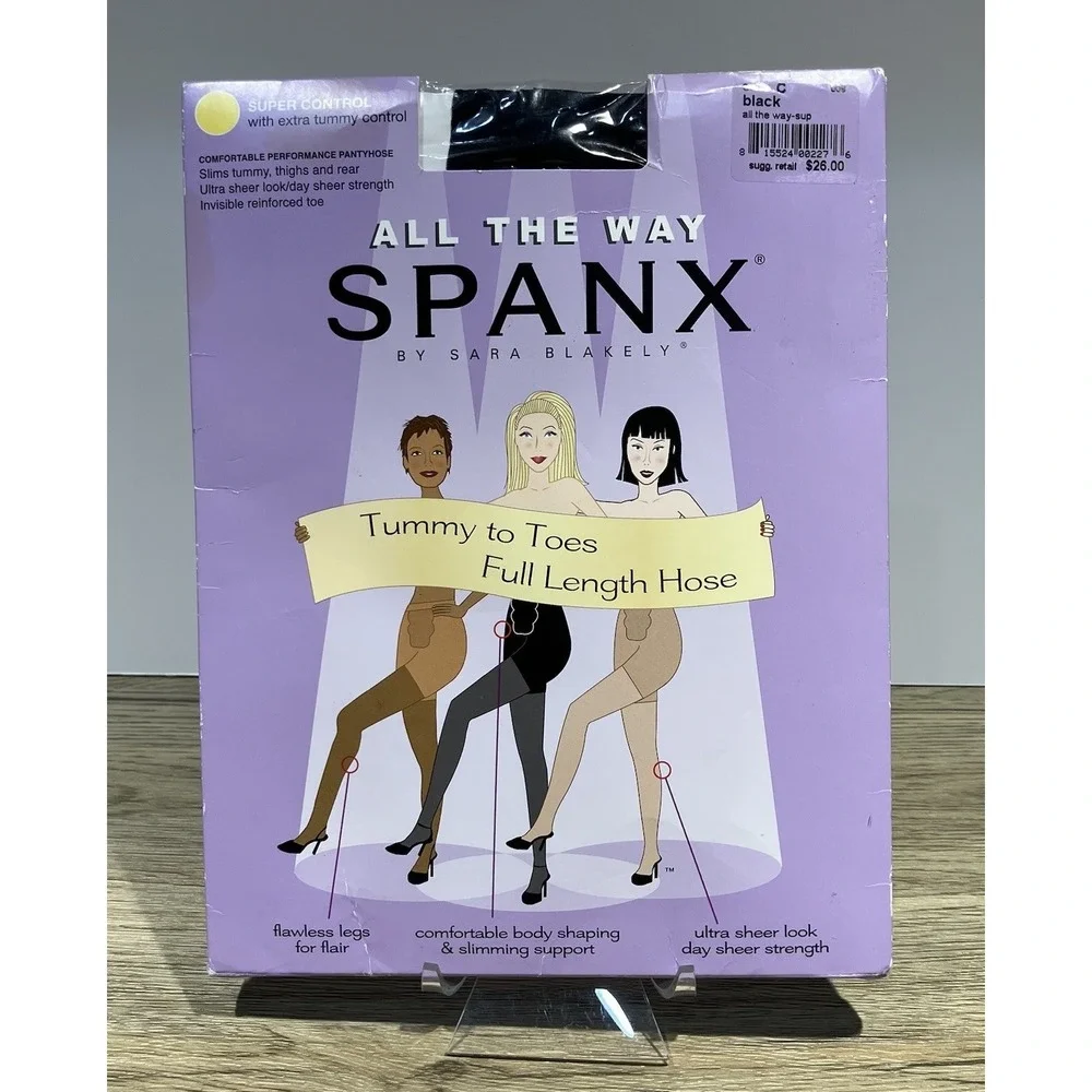 Spanx All The Way Full Length‎ Black Hose Sara Blakely New Size C Super Control